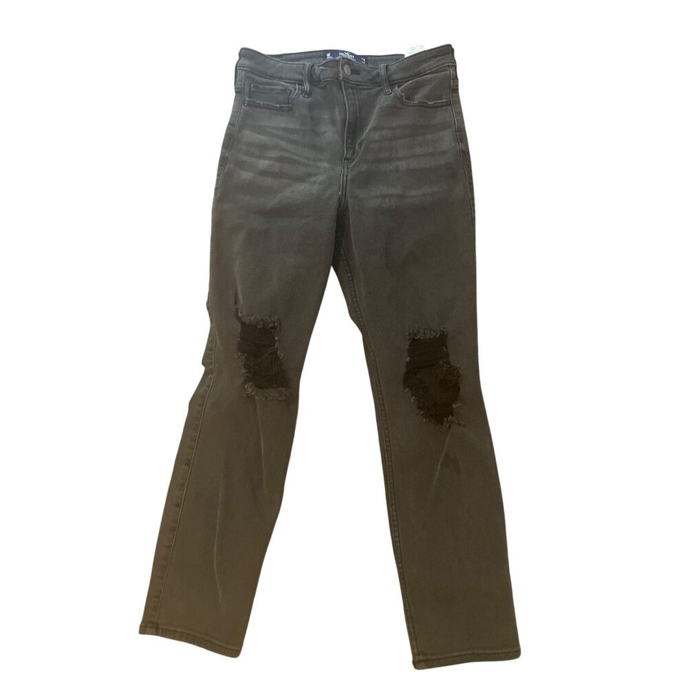 Hollister Ultra High-Rise‎ Black  Distressed Skinny Jeans W29 L27 Distressed Emo